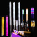 Colorful LED bottle lights in various sizes and colors, including RGB multi-color options, for decoration, as well as bottle service, club, bar, to create ambiente and atmosphere. Wunderkerzen Ersatz.